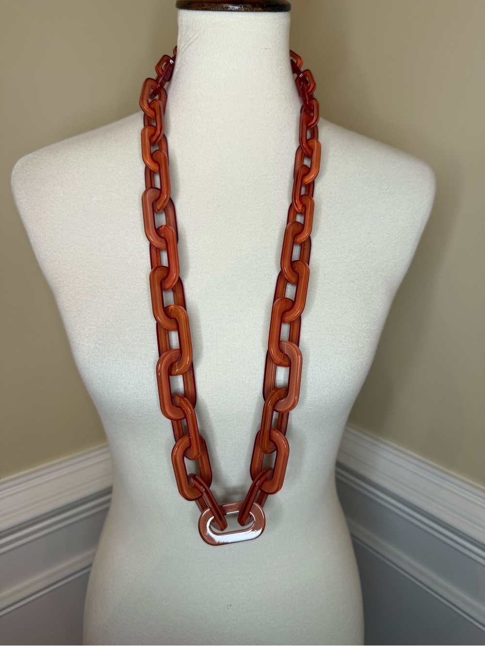 Chain-Link Statement Necklace in Burnt Orange